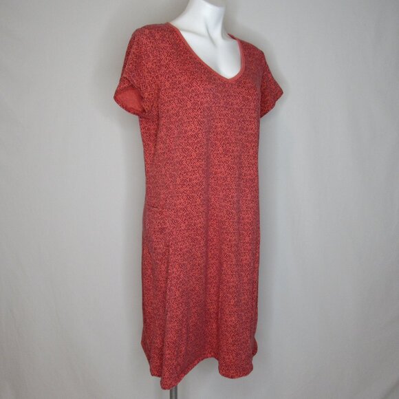 Toad & Co Salmon Pink Marley Short Sleeve V-Neck Shirt Dress Women's XL Xlarge - Picture 5 of 9